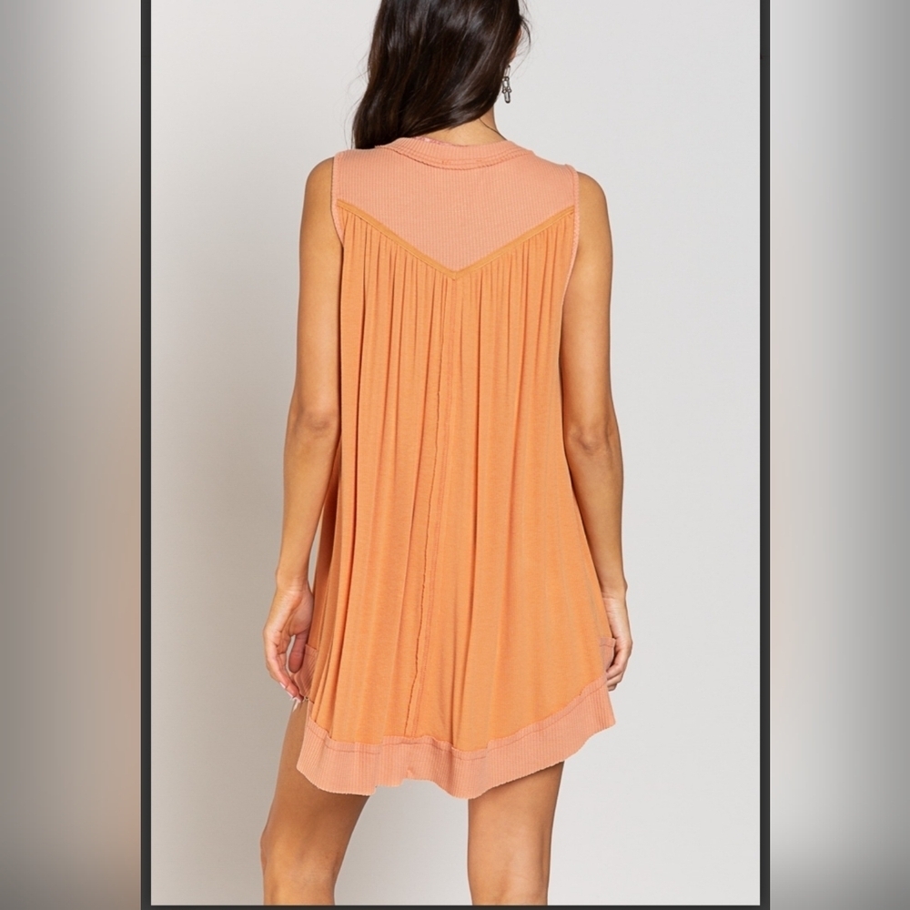 POL Women’s Tank Top, Coral with Fringe Detail. Multiple.Sizes - Picture 3 of 3